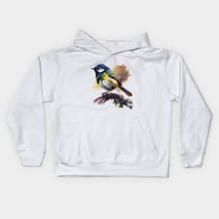 Tomtit Bird Watercolor Kids Hoodie